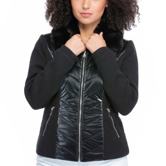 Coalition LA Black Knit-sleeved Metallic Jacket - Picture 4 of 6